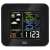 Trevi ME 3165 wireless weather station with color display, showing current time, date, indoor and outdoor temperature, humidity, and weather forecast