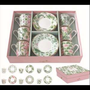 Coffee Mania Wild Tropical 6 darabos porcelán eszpresszócsésze és alj szett ajándékdobozban - Easy Life Design