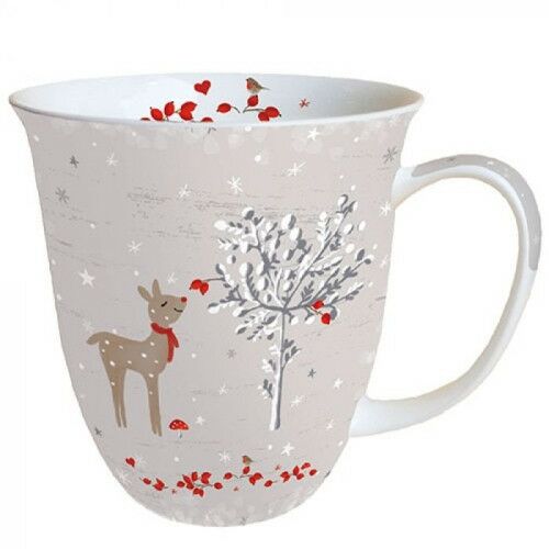 Ambiente Sniffing Deer Karácsonyi Porcelán Bögre - 0,4L, ünnepi szarvas mintával, tökéletes az ünnepekre - Bögre