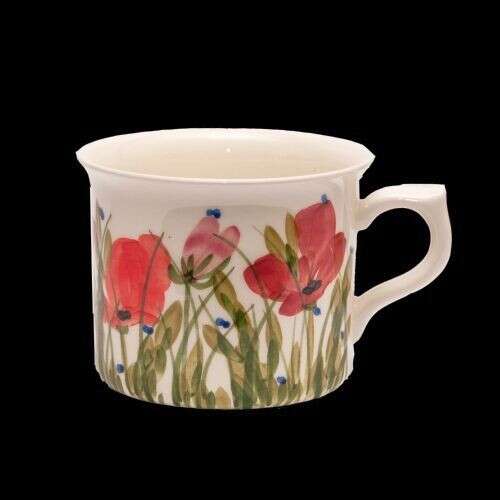 Kézzel festett kerámia bögre pipacs mintával, 5dl űrtartalommal