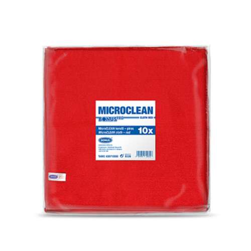 10 sztuk czerwonych ściereczek z mikrofibry Bonus Pro Microclean, 32x32 cm