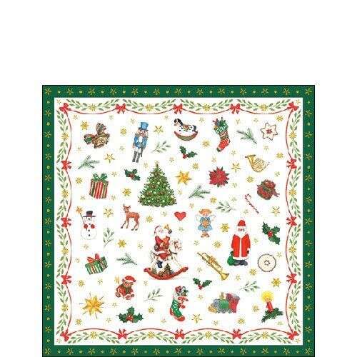 Ambiente Ornaments All Over zöld papírszalvéta karácsonyi mintával, 25x25cm, 20 darabos