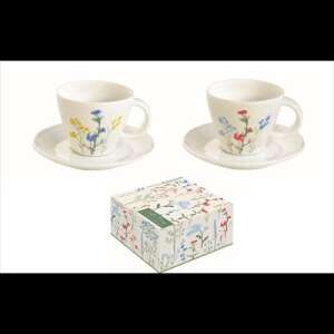 Set porțelan 2 cești și farfurii 120ml Mille Fleurs 78946994 - Zestaw do kawy i herbaty