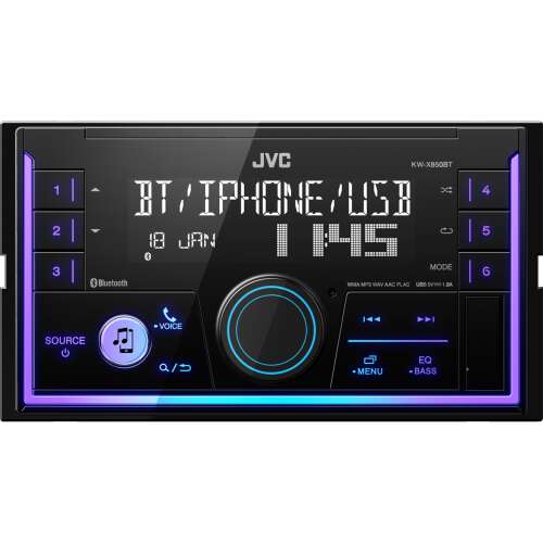 JVC KW-X850BT 2 DIN Bluetooth Car Stereo, Black