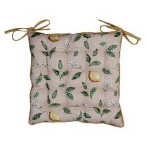 Clayre & Eef Lemons & Leafs székpárna, 40x40cm pamut ülőpárna kötőkkel - Székpárna