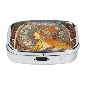 Fridolin Mucha Zodiak gyógyszeres fémdoboz, dekoratív fém gyógyszertartó - Gyógyszeradagoló