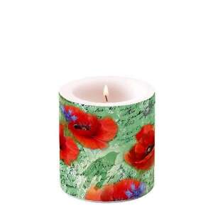 Ambiente Pipacsos Átvilágítós Gyertya - Zöld, 8x7,5cm