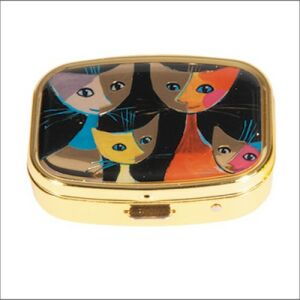 Rosina Wachtmeister 4 Cats gyógyszeres doboz, dekoratív arany színű fém gyógyszertartó - Gyógyszeradagoló