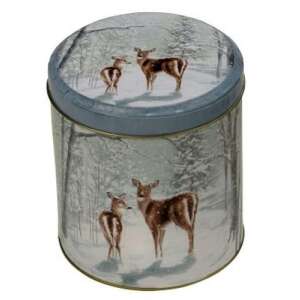 Bambi 110x120mm fém tároló doboz téli erdő és szarvas mintával - Konyha & Étkezés