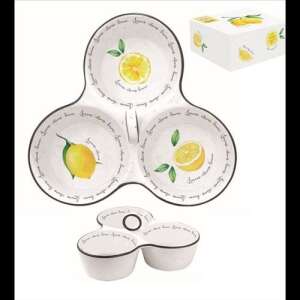 Easy Life-Nuova Amalfi 3-piece porcelain serving dish with lemon design - Serving tray