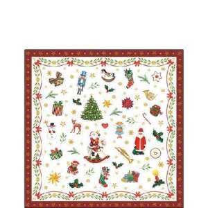 Ambiente Ornaments All Over piros papírszalvéta karácsonyi mintával, 25x25cm, 20 darabos csomagban - Ambiente