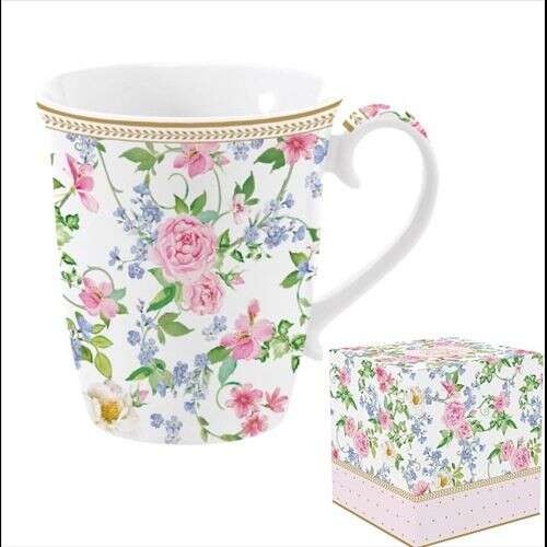 Garden Joy virágos porcelán bögre füllel, 275ml, dobozban