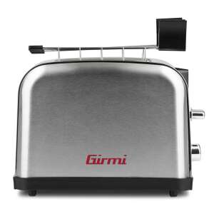 Girmi TP56 Silver Toaster, Seitenansicht, Edelstahl, schwarze Akzente - Toaster und Standmixer