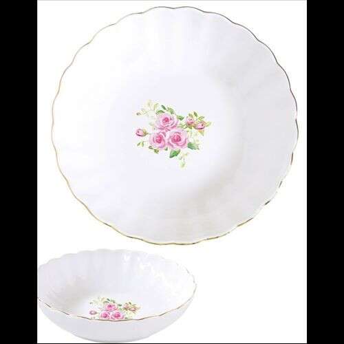 Easy Life-Nuova porcelán mélytányér, 20cm, Spring Time mintával, rózsaszín rózsákkal - Easy Life Design