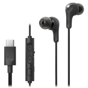 JVC Gumy Connect USB-C Headphones, Black In-Ear Earphones with Mic and Remote - JVC