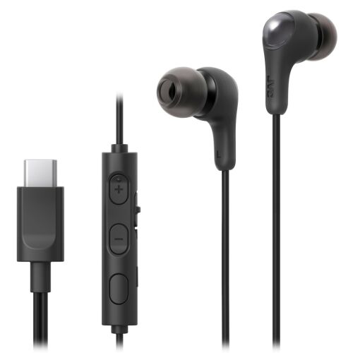 JVC Gumy Connect USB-C Headphones, Black In-Ear Earphones with Mic and Remote