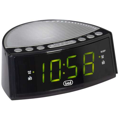 Ceas deșteptător digital Trevi RC 846D cu radio FM, negru cu afișaj LED verde