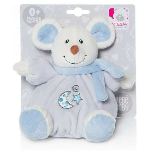 Artesavi kék plüss csörgő maci játék babáknak, 12 cm