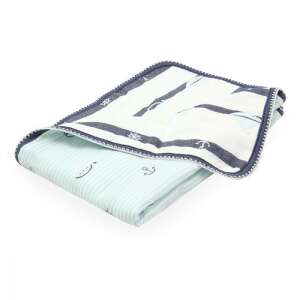 Scamp kék Ancora babatakaró, 6 réteg, 100% pamut, 75x100 cm, tengerészeti mintával - Babatakaró