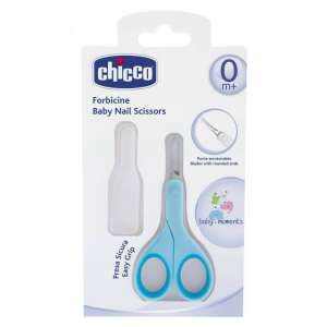Chicco Forbicine Baby Nail Scissors, kék baba körömvágó olló lekerekített heggyel, újszülöttek számára biztonságos, könnyen fogható nyél, körmös reszelővel - Fürdetési kellék