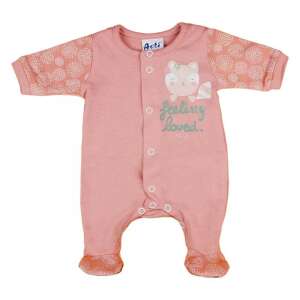 Rózsaszín baba rugdalózó cicás mintával és 'feeling loved' felirattal, hosszú ujjú, patentos, 62-es méret - Asti
