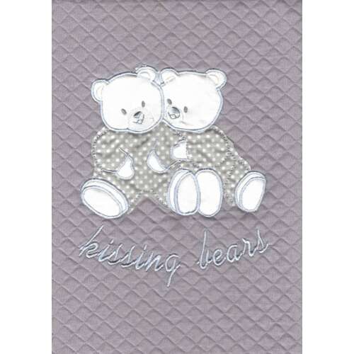 Trimex szürke babapléd csókolózó macikkal