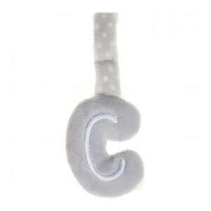 Artesavi plüss C betű babakocsi csörgő, szürke fehér pöttyökkel - Artesavi