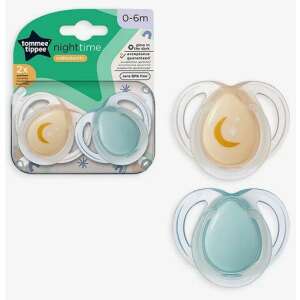 Tommee Tippee Night Time fogantyú 2 db, 0-6 hónapos, sötétben világít, BPA mentes, hold és csillag mintával - Tommee Tippee