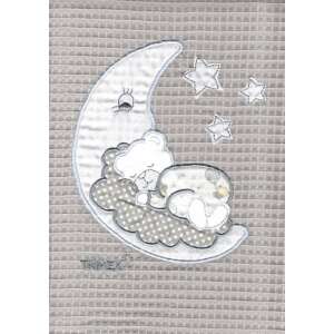 Trimex Waffle pamut babapléd, alvó maci a holdon mintával - Babatakaró