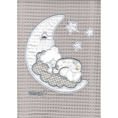 Trimex Waffle pamut babapléd, alvó maci a holdon mintával