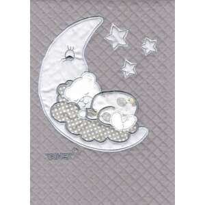 Trimex baba takaró, szürke színű, holdon alvó macival és fehér csillagokkal - Babatakaró