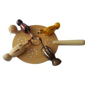 Hühnerfutterspielzeug aus Holz, natur, für Hühner, mit Griff, 4 Hühner, Fütterungsspiel - Nonbrand Entwicklungsspiele für Kinder im Kindergartenalter