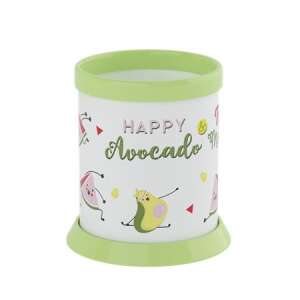 ICO "Vegan fruits" desk organizer, white with green rim and avocado and watermelon design - Office accessory