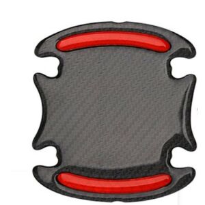 Car door handle scratch protector, red and black carbon fiber style - Car Care Tool