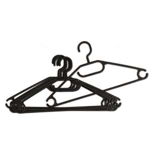 Zestaw 10 czarnych plastikowych wieszaków z obracanymi haczykami, idealny do przechowywania ubrań, spódnic, spodni i swetrów - Projektowanie wnętrz