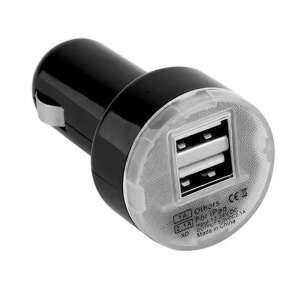 Dual USB car charger with 1A and 2.1A output, black - Car Charger