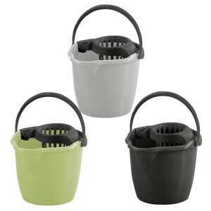 York 12L mop bucket with wringer in grey, green and pink colors - Household Bucket & Bowl