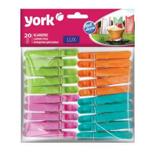 York Lux clothespins, 20 pack, assorted colors - Clothes peg