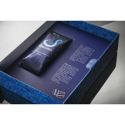 Il Mingardi őrölt kávé 250g díszdobozban, nyitott nézet