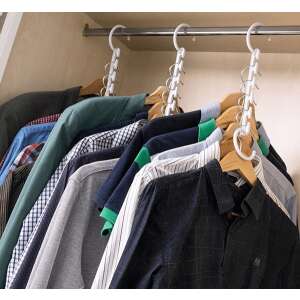 White plastic clothes hanger organizer for closet, space saving, 40 clothes capacity - Closet organizer