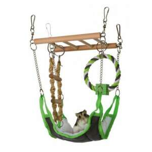 TRIXIE 6298 Nager Spielset mit Hängebrücke und Bett, 17×22×15 cm - Viehzucht