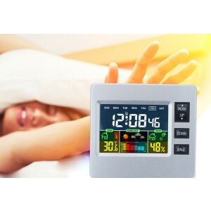 LCD meteorologická stanica Budík zobrazujúci čas, teplotu, vlhkosť a predpoveď v spálni - Meteostanice