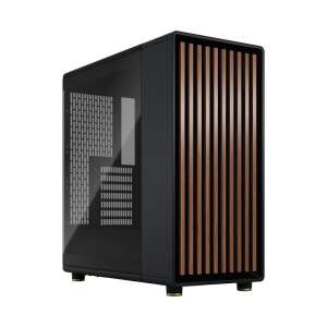 Fractal Design North Charcoal Edzett Glass Fekete TG Dark Case FD-C-NOR1C-02 počítačová skrinka, čierna s drevenými akcentmi - Fractal Design