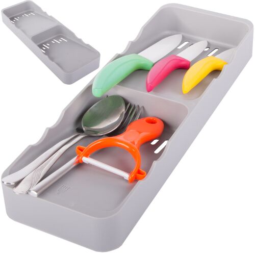 Praktikus Konyhai Evőeszközrendszerező - Grey Cutlery Organizer Tray with insert