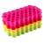 Stack of colorful silicone ice cube trays, hexagonal molds, close-up
