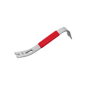 Milwaukee nail puller with red handle grip, angled view - Hand tool