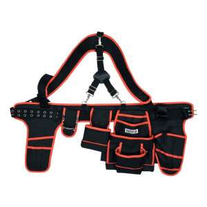 YATO tool belt with suspenders, black and orange, multiple pockets - Yato