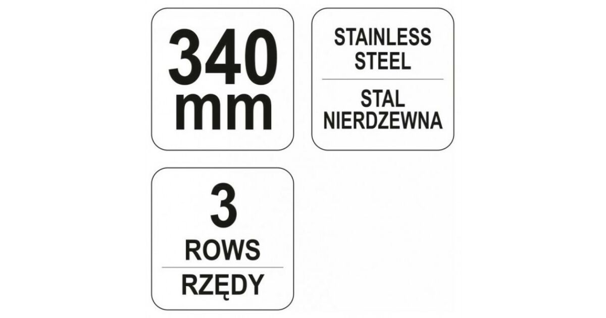 YATO Drótkefe inox kaparóval 3 soros 340 mm 131692137