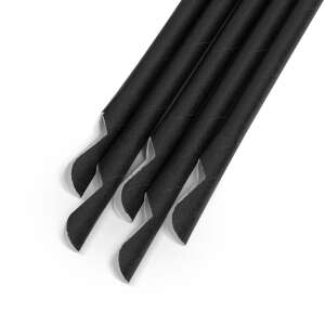 Black paper straws with spoon, 150 pack - Straw