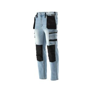 YATO Stretch Jeans munkás farmernadrág 17 zsebbel, világoskék - Yato